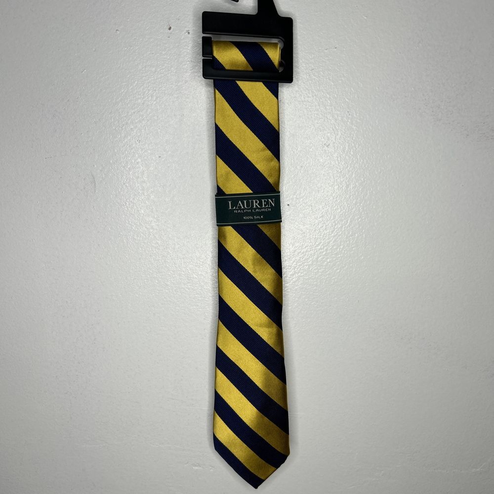 Polo Ralph Lauren Youth striped design, Silk Narrow Tie Royal Blue/Gold100% Silk